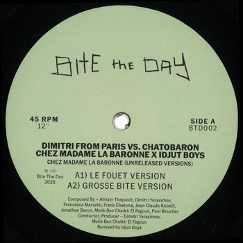Dimitri From Paris Vs. Chatobaron X Idjut Boys – Chez Madame La Baronne (Unreleased Versions) 12" (2026, Bite The Day)