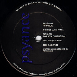 Psyance – The Answer 12" (1994, Plus 8 Records)