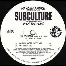 Hayden Andre Presents Subculture Featuring Marcus – The Voyage 12" (1991, Blue Vinyl, Strobe Records)