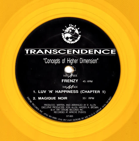 Transcendence – Concepts Of Higher Dimension 12" (1991, Yellow Translucent Vinyl, Strobe Records)