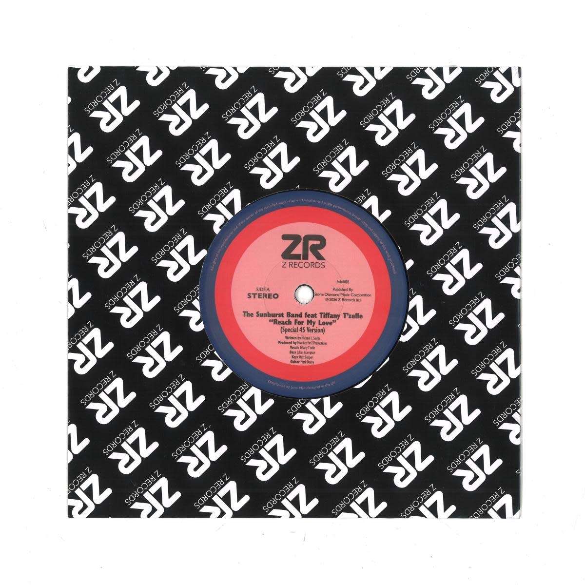 The Sunburst Band Feat Tiffany T'zelle / Queen B Unlimited – Reach For My Love / 27 Sided 7" (2026, Z Records)