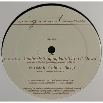 Calibre & Singing Fats – Drop It Down / Bleep 12" (2026 Repress, Signature Records)