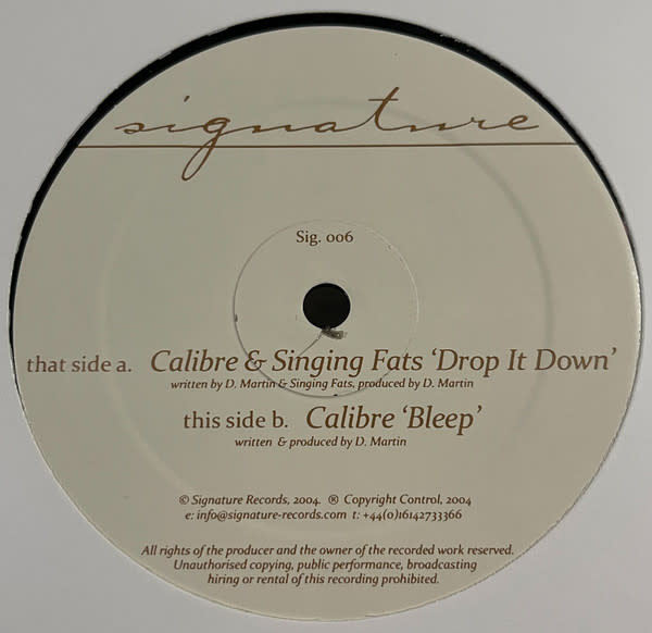 Calibre & Singing Fats – Drop It Down / Bleep 12" (2026 Repress, Signature Records)