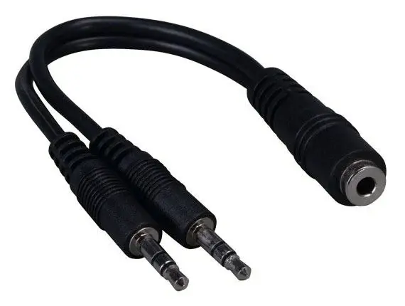 ETC 3.5mm AUX Female (Single) to 3.5mm AUX Male (PAIR) Headphone Splitter Audio Adaptor Y Cable 6inch
