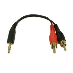 RCA DUAL (Male) x2 to 3.5mm Stereo AUX (Male) Single Y Audio Cable (6inch)
