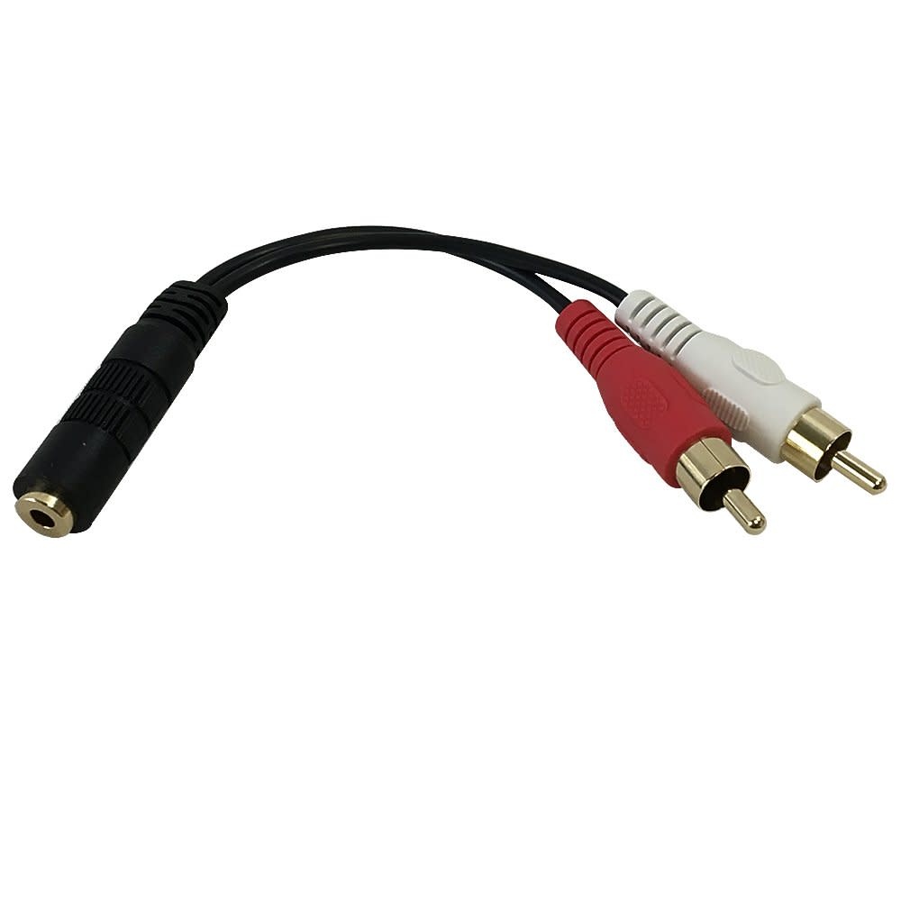 RCA DUAL (Male) x2 to 3.5mm Stereo AUX (Female) Single Y Audio Cable (6inch)