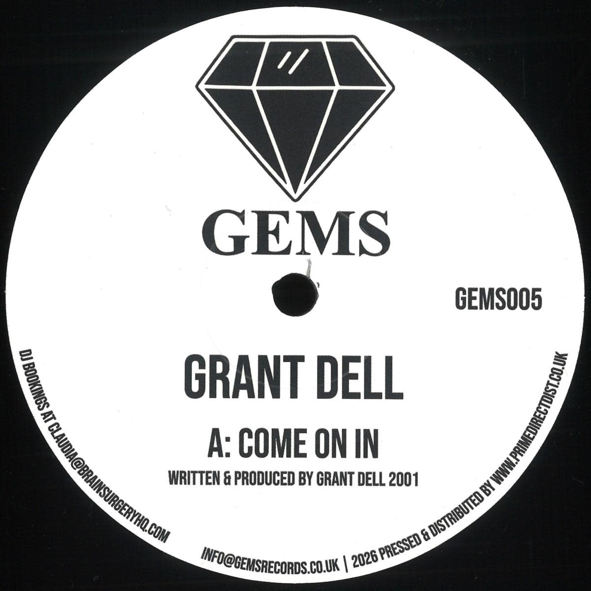 Grant Dell – Come On In / We Go Deep 12" (2026 Reissue, Gems)