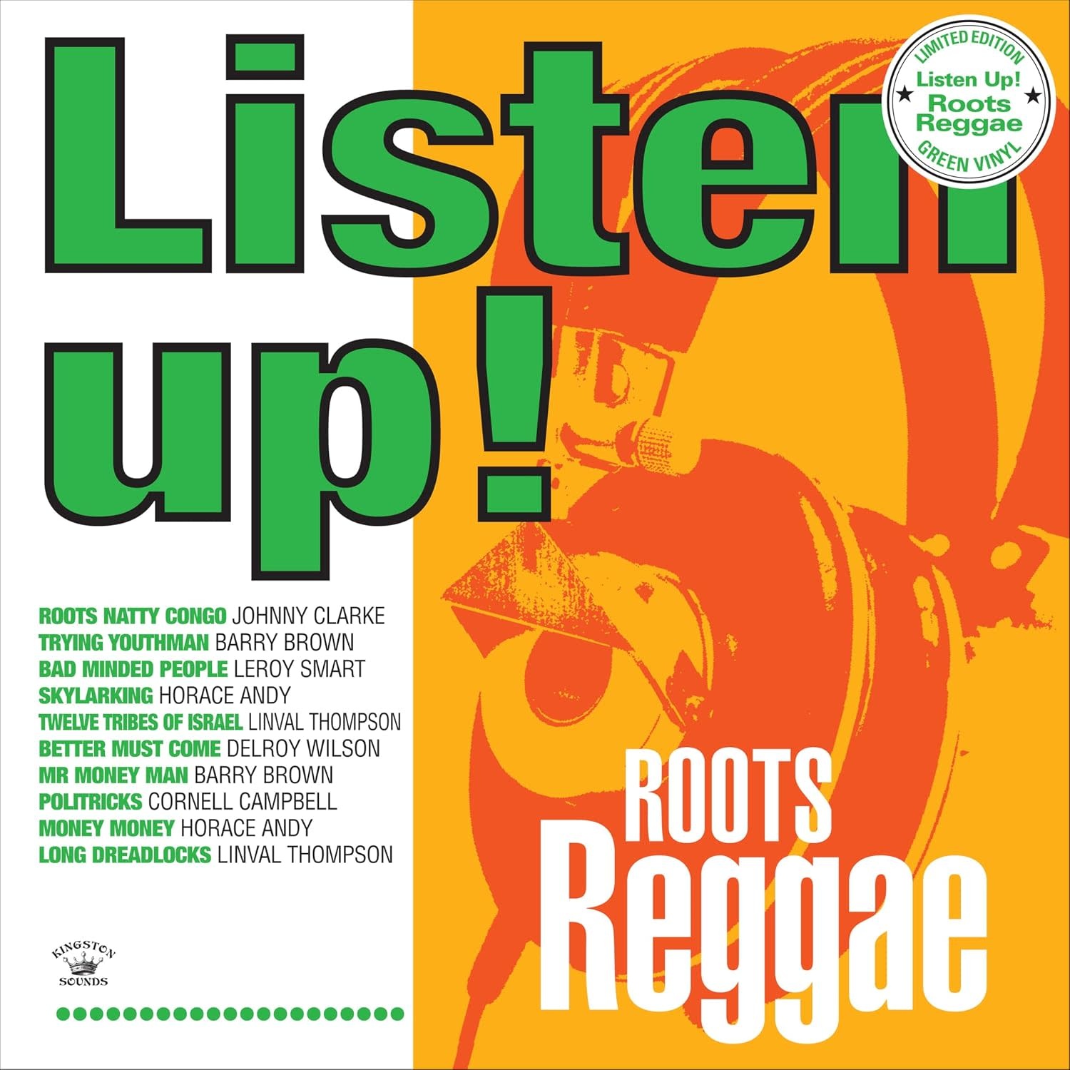 Various – Listen Up! Roots Reggae LP (2026 Reissue, Green Vinyl, Compilation, Kingston Sounds - Listen Up! Series)