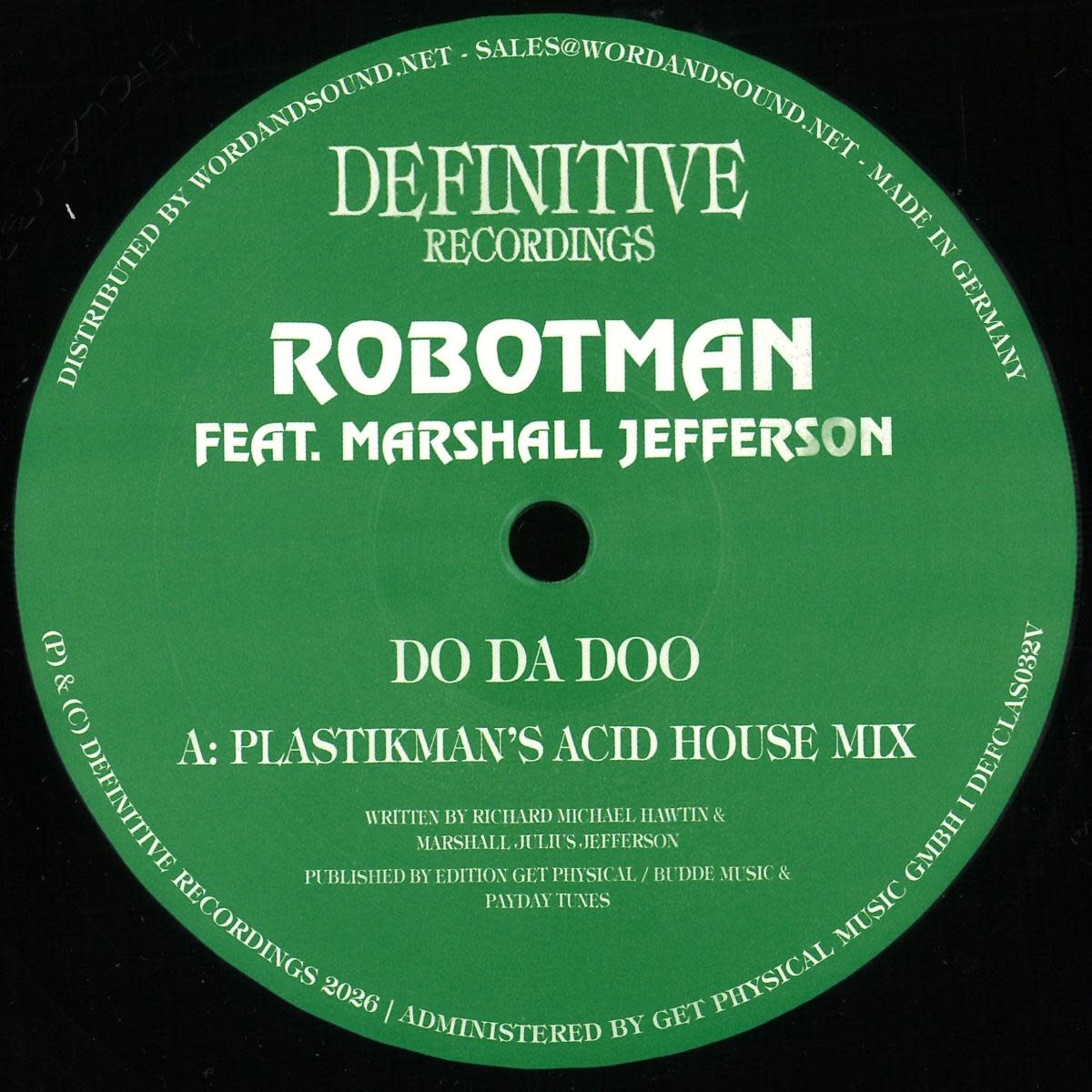 Robotman feat. Marshall Jefferson – Do Da Doo Remixes 12" (2026, Definitive Recordings)
