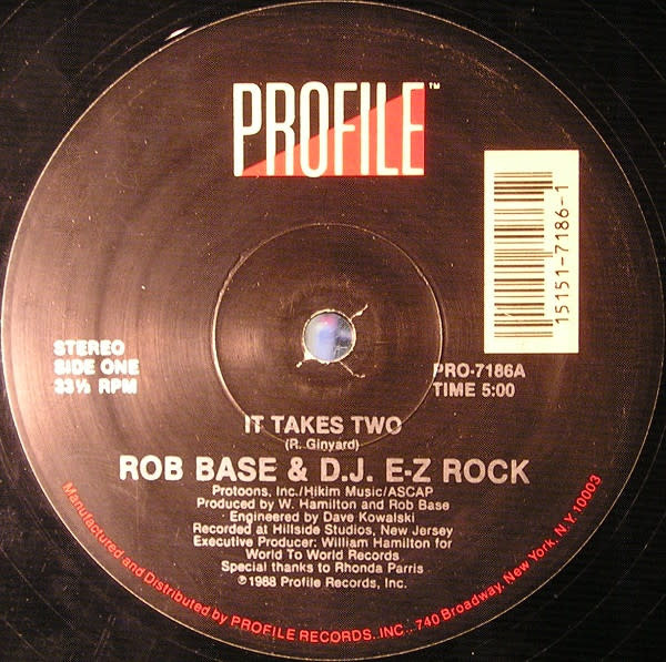 (VINTAGE) Rob Base & D.J. E-Z Rock - It Takes Two 12" SINGLE [VG](1988,US)