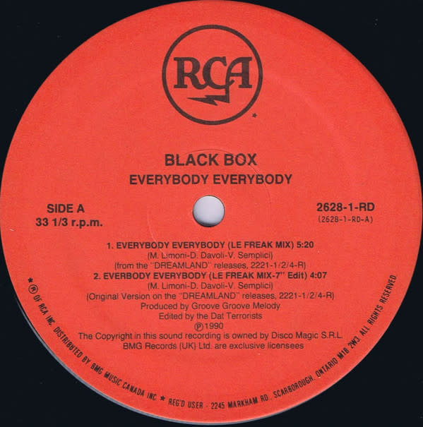 (VINTAGE) Black Box - Everybody Everybody 12" SINGLE [VG+]