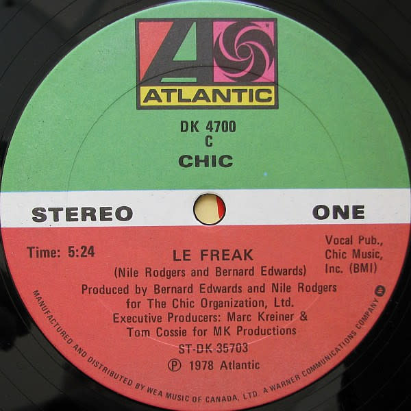 (VINTAGE) Chic - Le Freak 12" SINGLE [VG](1978,Canada)