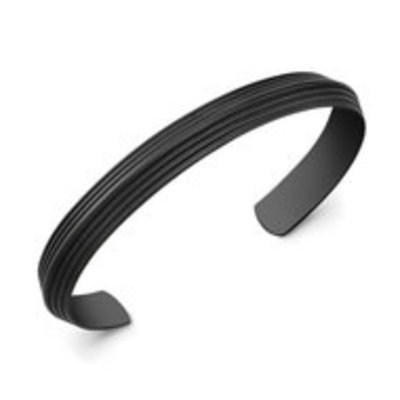 Room 101 Room 101 Bangle Small Black PVD Blade Striped Cuff