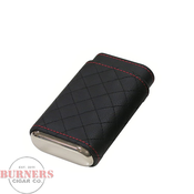 Black Quilted Leather 3 Cigar Case