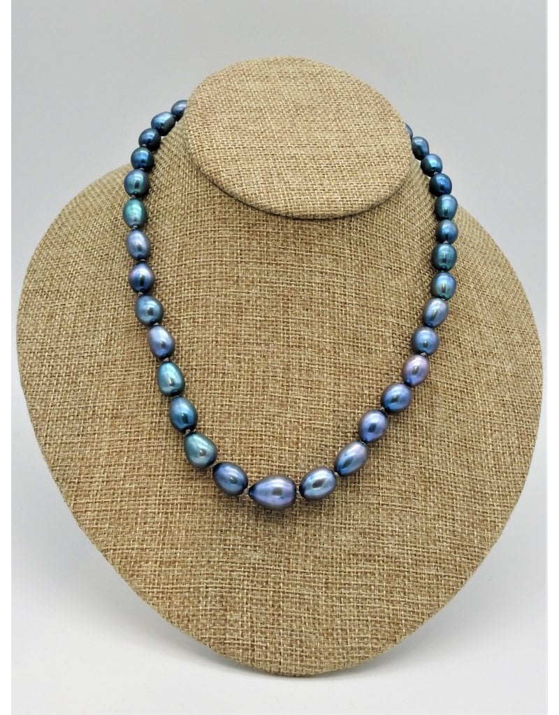 Pam Springall Blue Rice Pearls Necklace