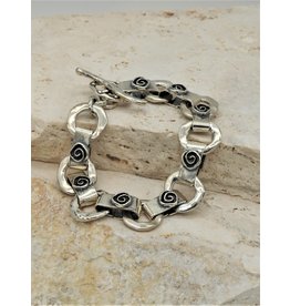 Pam Springall SS Rings, Square Spiral links w/ toggle clasp