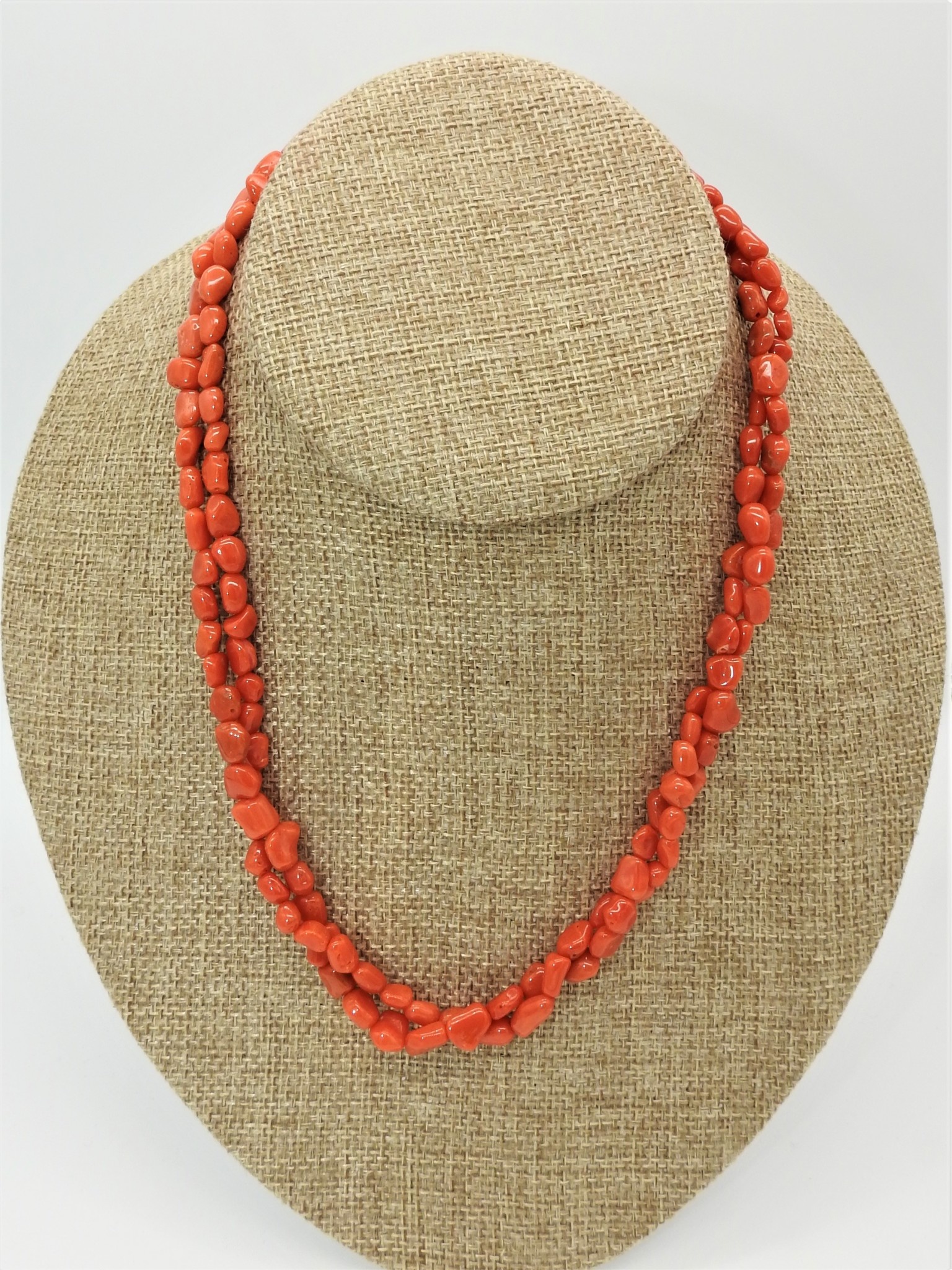 Pam Springall 2 Strand Red Mediterranean Coral Nuggets Necklace