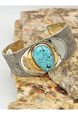 Ray Van Cleve Sterling Silver Point Textr. Surf. & Turquoise Bracelet