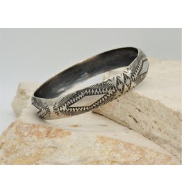 SW Native American Sterling Silver Stamped Bangle1
