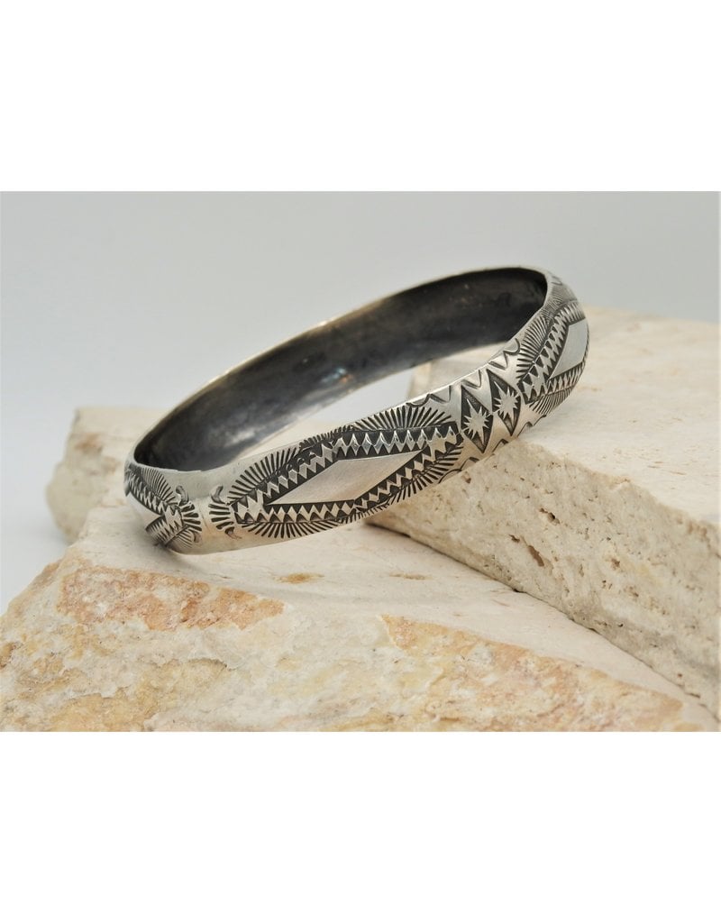SW Native American Sterling Silver Stamped Bangle1