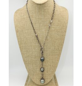 Gildas Gewels 28" Tri-Carved Pearls, Vintage Chain Necklace
