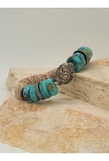 Gildas Gewels Turquoise, Diamond Beads & Heshi Stretch Bracelet