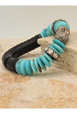 Gildas Gewels Turquoise & Diamond Beads Stretch Bracelet