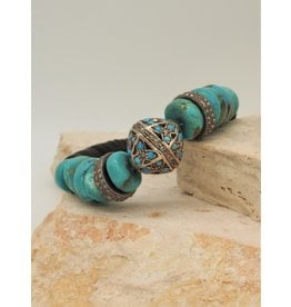 Gildas Gewels Turquoise & Diamond Beads Stretch Bracelet