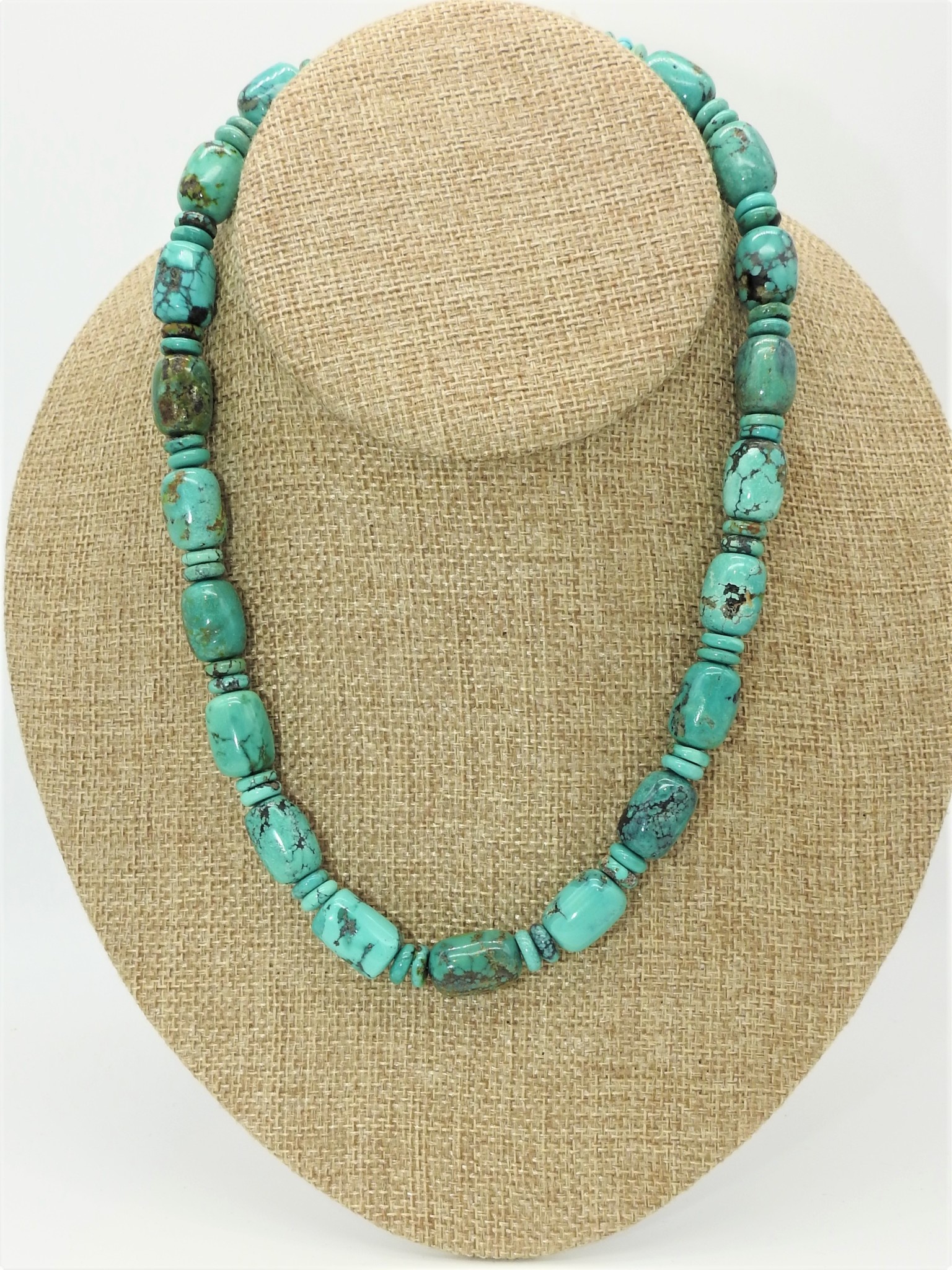 Pam Springall Turquoise Barrels & Rondells Necklace