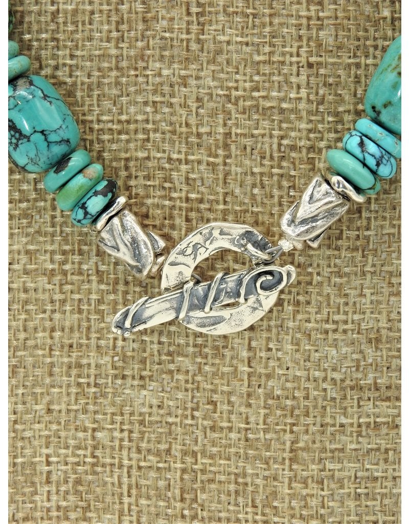 Pam Springall Turquoise Barrels & Rondells Necklace