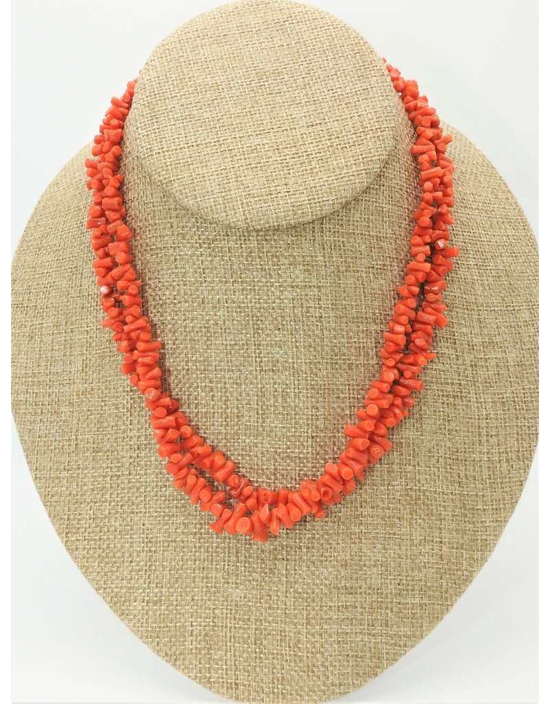 Pam Springall 2 Strand Coral Cuppolini (Sardinian) Necklace