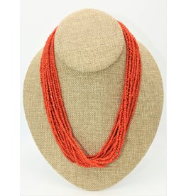 Pam Springall 15 Strand Red Mediterranean Coral Necklace