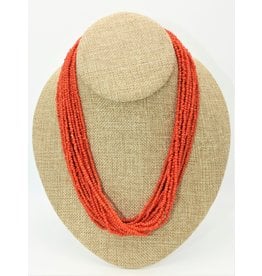 Pam Springall 15 Strand Red Mediterranean Coral Necklace