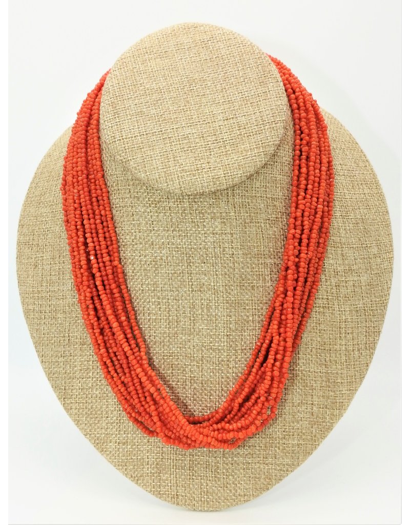 Pam Springall 15 Strand Red Mediterranean Coral Necklace