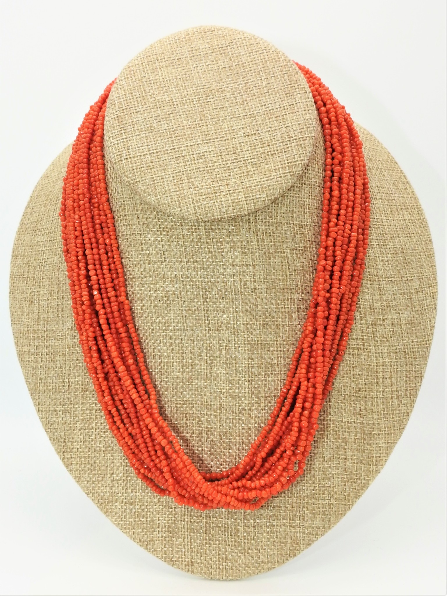 Pam Springall 15 Strand Red Mediterranean Coral Necklace