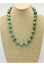 Pam Springall Natural Green Spiderweb Turquoise Rounds Necklace