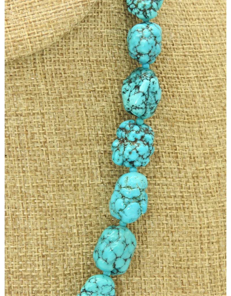 Pam Springall Spiderweb Turquoise Nuggets Necklace
