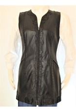 Gossamer Wings Black leather above knee pocket vest Lg