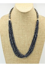 Pam Springall 8 Strand Black Spinnial Beads, SS clasp