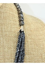 Pam Springall 8 Strand Black Spinnial Beads, SS clasp