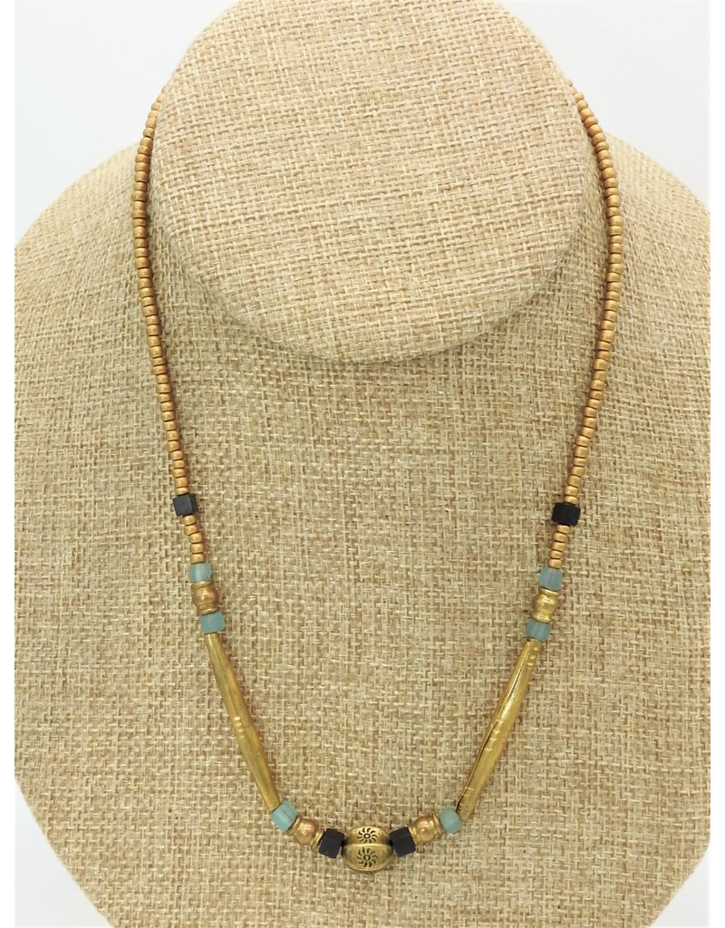 Aymala Studio Largo Brass/Mxd Bead Choker