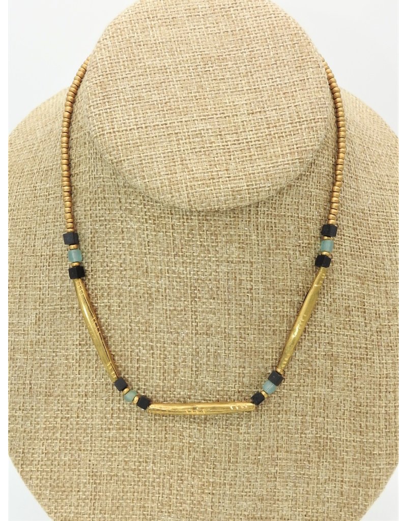 Aymala Studio Largo Brass/Mxd Bead Choker