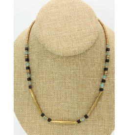 Aymala Studio Largo Brass/Mxd Bead Choker