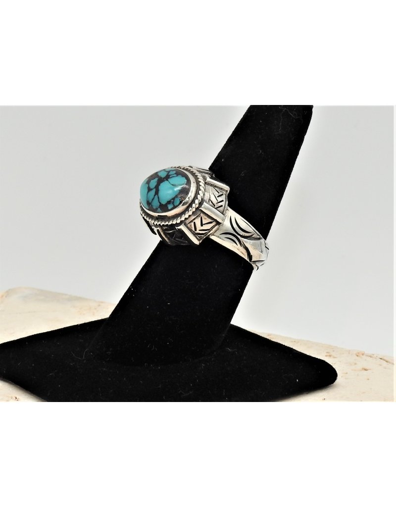 Shreve Saville SRS-R69C SS with Oval Turquoise Ring size 8