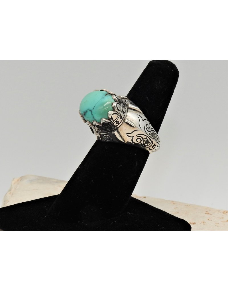 Shreve Saville SRS-R37  SS, Oval Turquoise Ring size 6.5