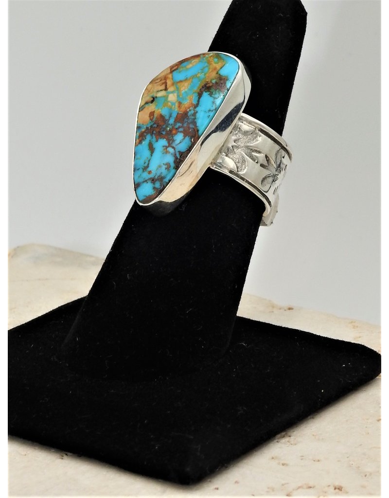 Shreve Saville Thunder Mountain Turquoise Ring sz 7.5