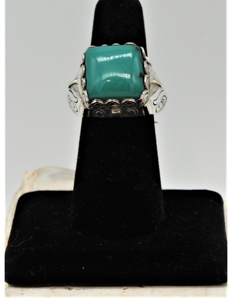 Shreve Saville SRS-R51C Square Green Turquoise Ring size 7