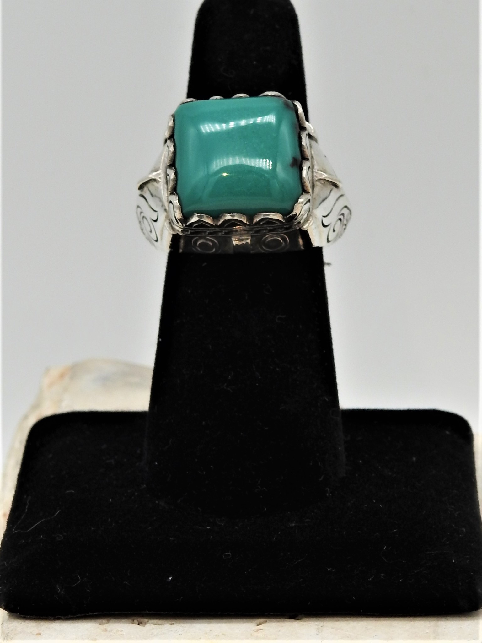 Shreve Saville SRS-R51C Square Green Turquoise Ring size 7