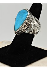 Shreve Saville SRS-R14C Lg Nakozari Turquoise Teardrop Ring sz 8