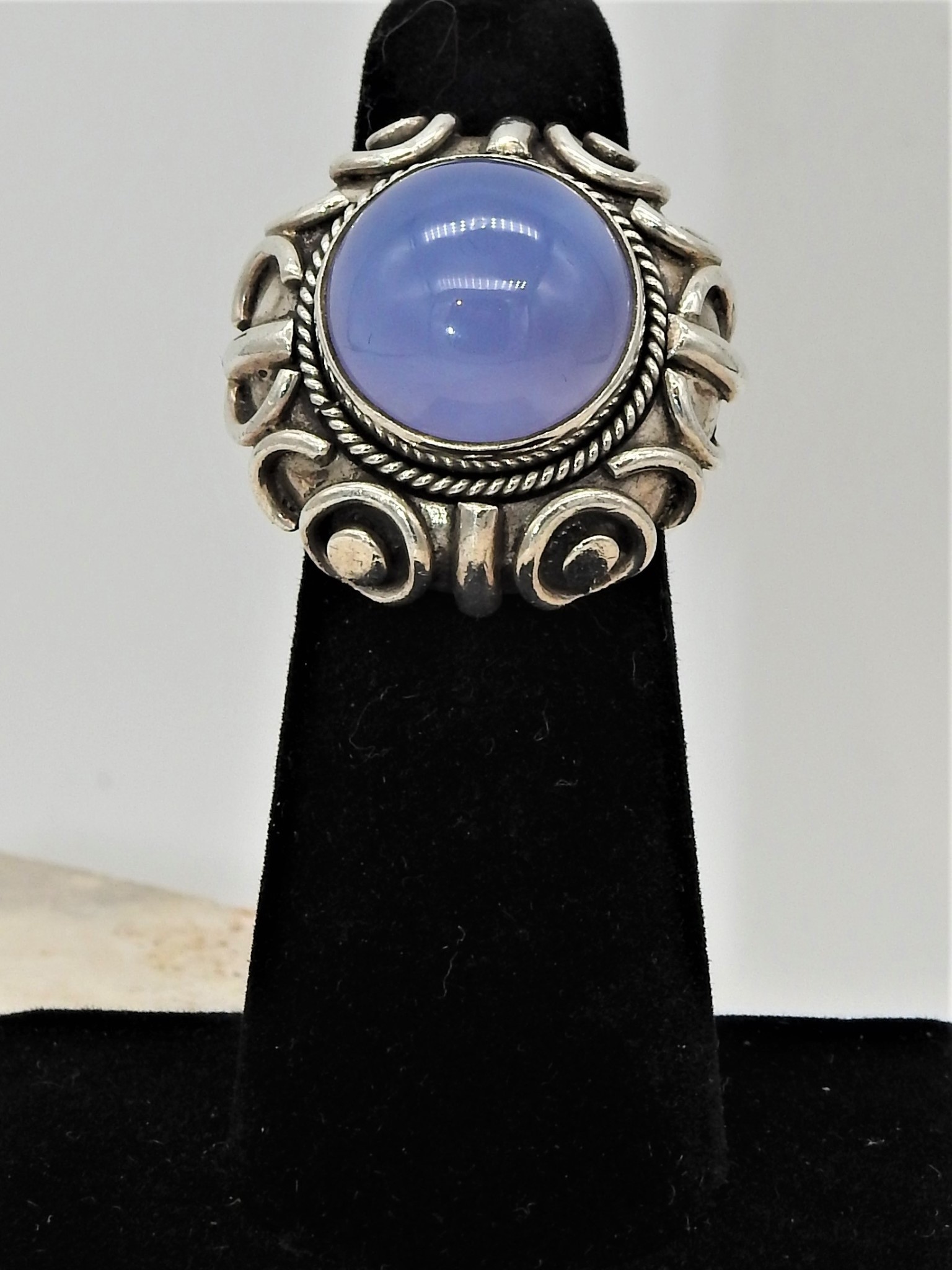 Shreve Saville SRS-R24C Natural Blue Chalcedony Ring size 5.5